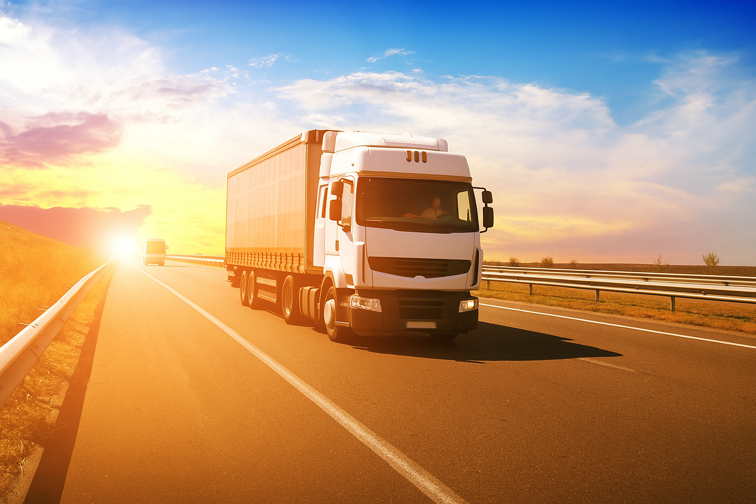 Truck going down a highway providing discounted shipping rates